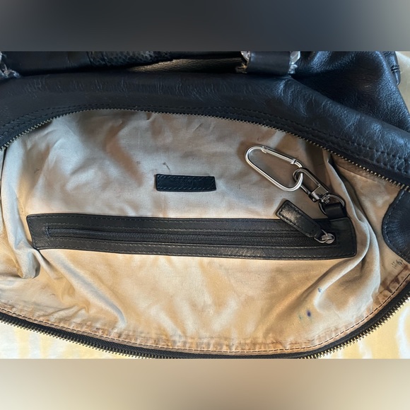 Cole Haan Black Leather Duffle Purse with Croc Embossed Details - Picture 15 of 15